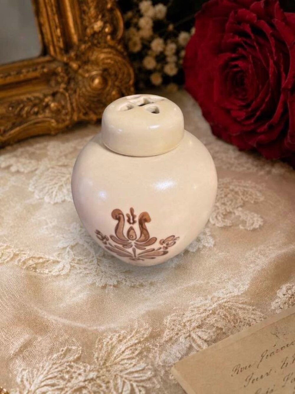 Vintage Pfaltagraff VILLAGE Potpourri Ginger Jar w/Lid -1980s Rustic Decor Vase - Picture 2 of 3